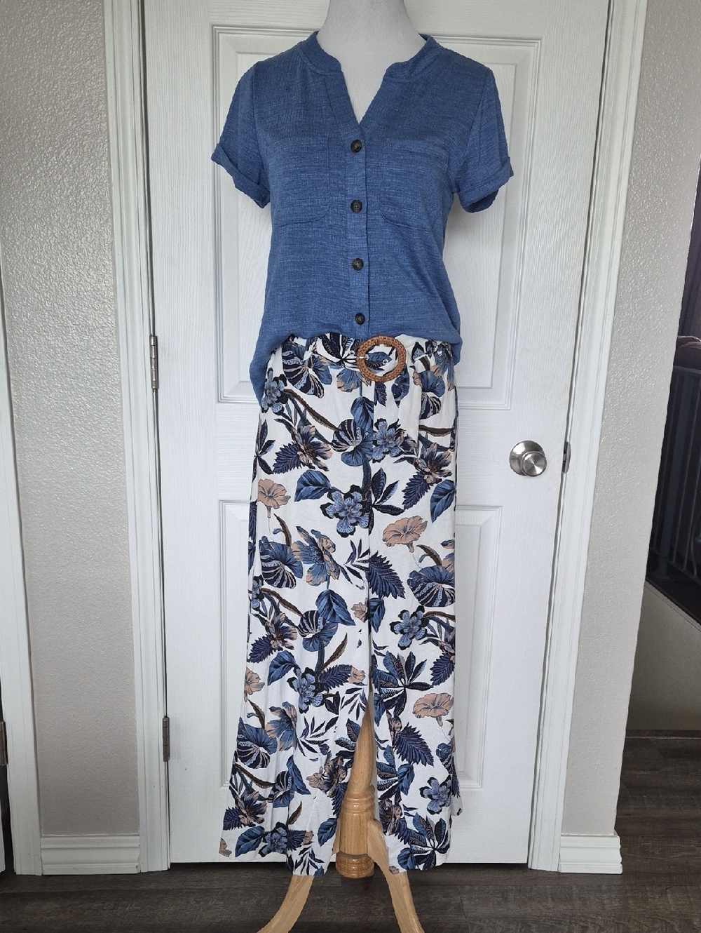Sigrid Olsen Blue & White Floral Two-Piece Set